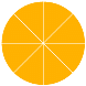 example die cut shape of a fraction circle in 1/8th