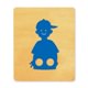 example die cut shape of finger puppet of a boy with his hat brim turned to the side