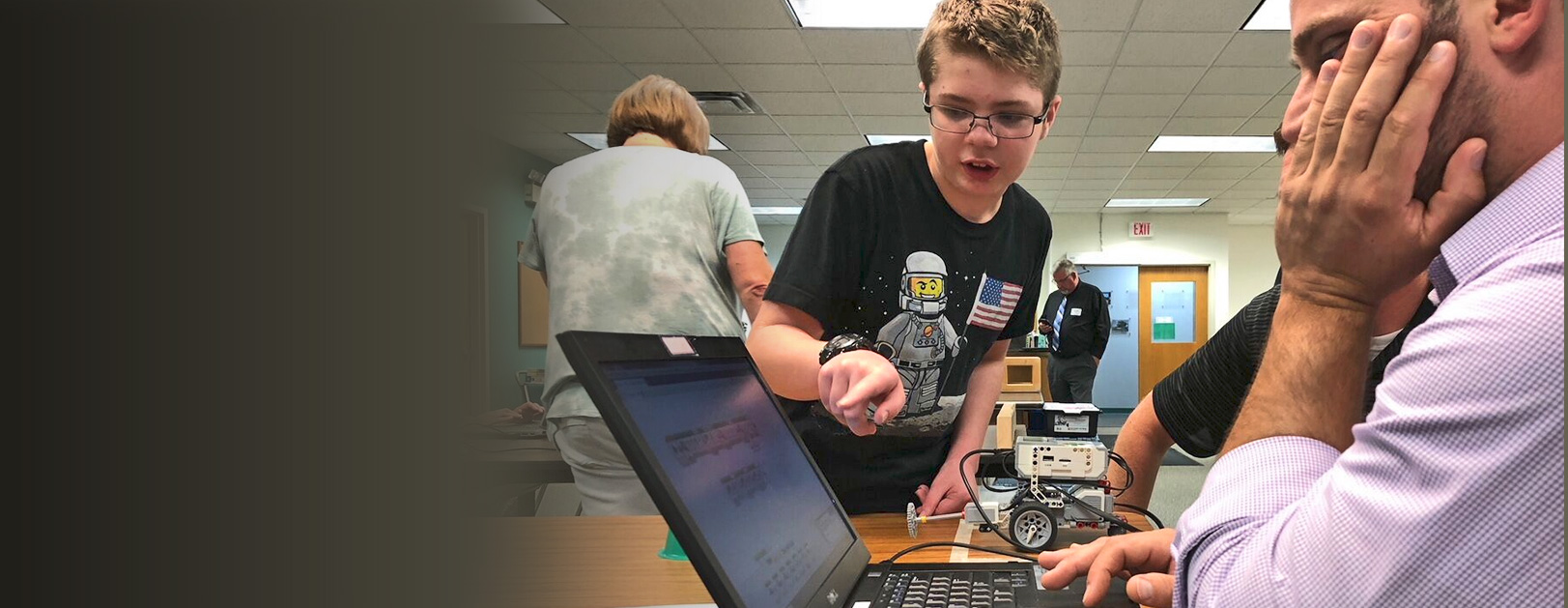 student learning about robotics