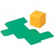 example die cut shape of 3-d cut out cubes