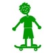 example die cut shape of a boy on a skateboard