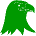 example die cut shape of an eagle looking serious