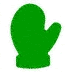 example die cut shape of a single right handed mitten