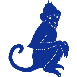 example die cut shape of a monkey sitting and staring