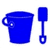 example die cut shape of a pail and shovel you might find at a beach
